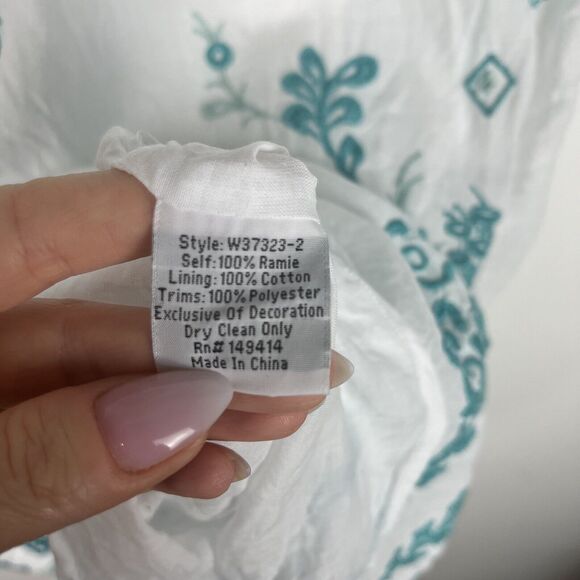 Johnny Was Willow Floral-Embroidered Shift Mini Dress Medium White - Picture 6 of 6